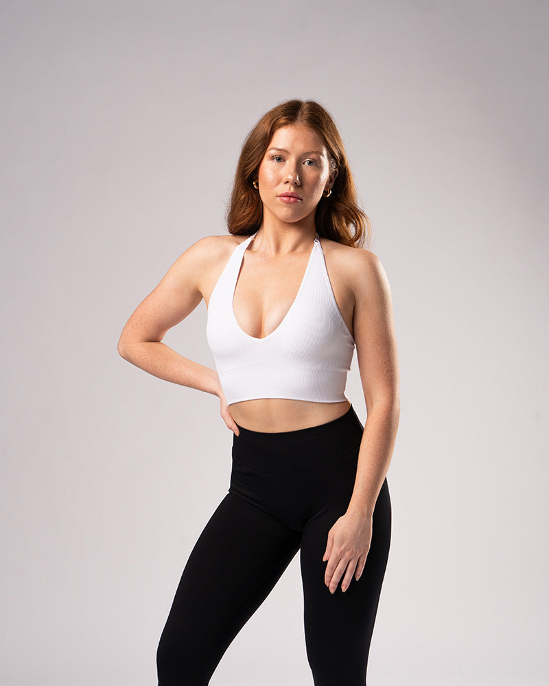 RIBBED HALTER SPORTS BRA